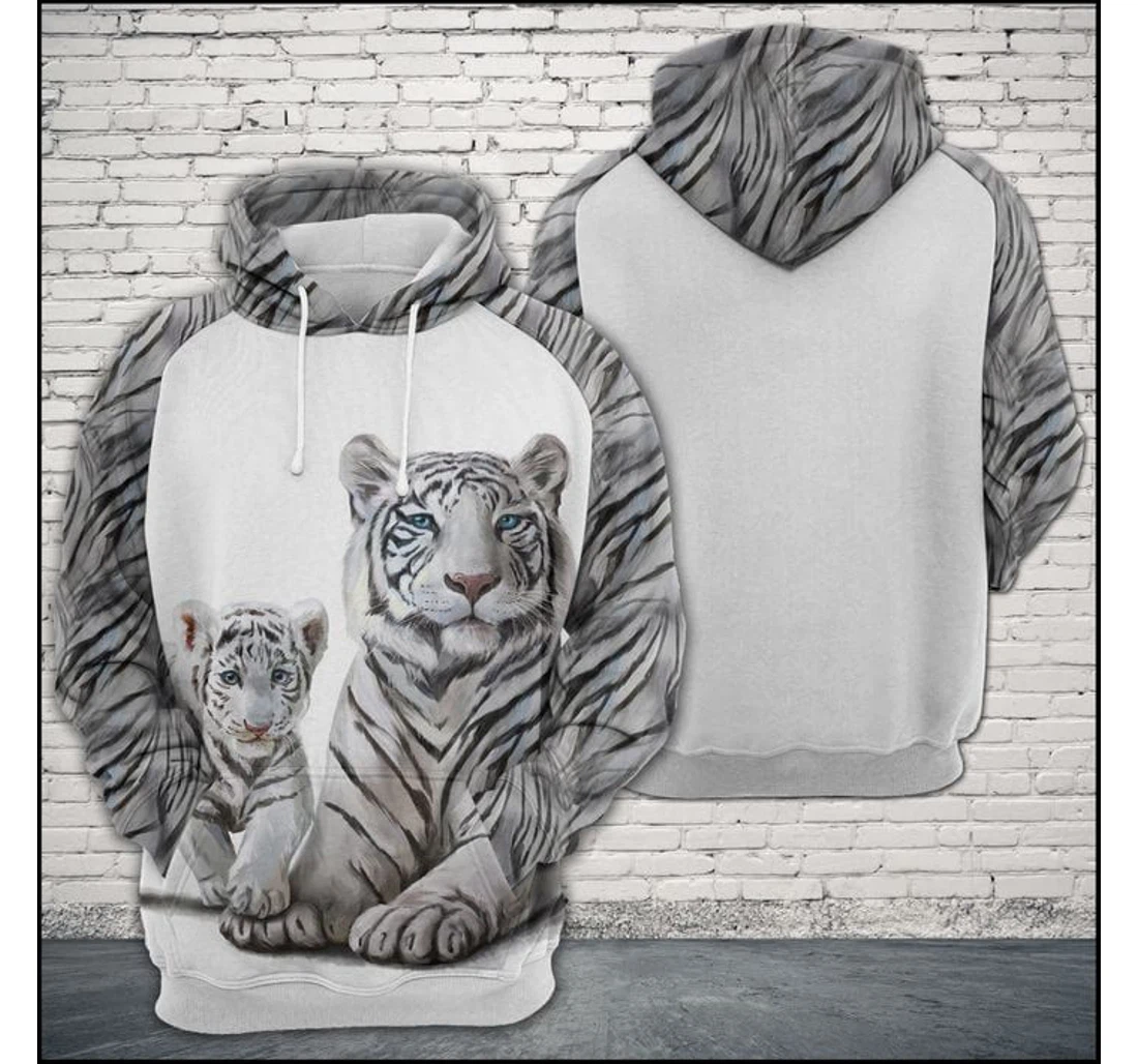 White Tiger Family L - 3D Printed Pullover Hoodie