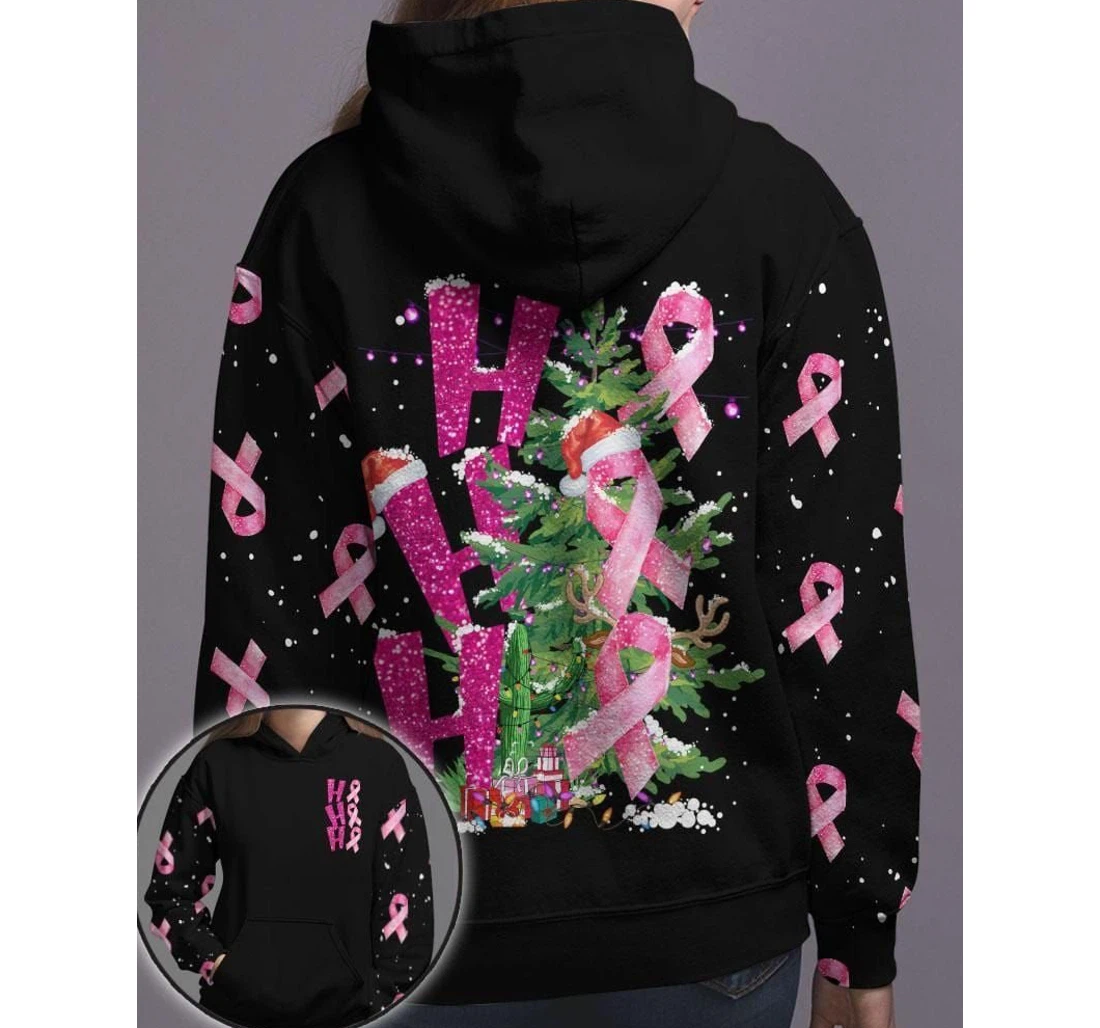 Christmas Breast Cancer Hohoho Kv - 3D Printed Pullover Hoodie