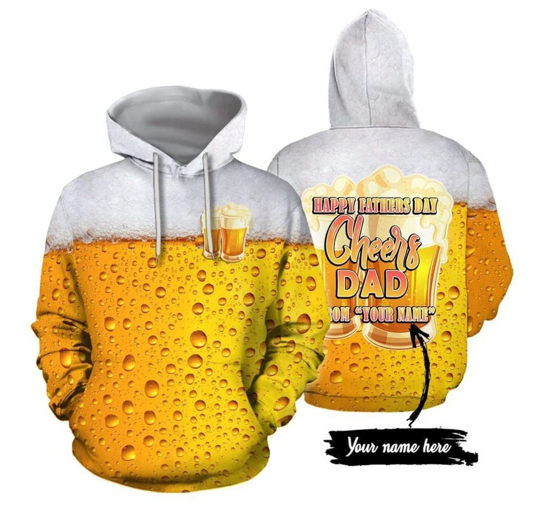 Beer Dad Cheers Father Day Custom Name - 3D Printed Pullover Hoodie