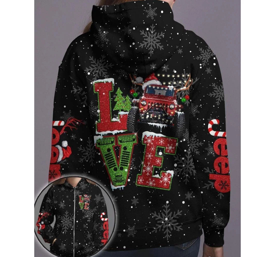Jeep Lover Christmas Kv - 3D Printed Pullover Hoodie