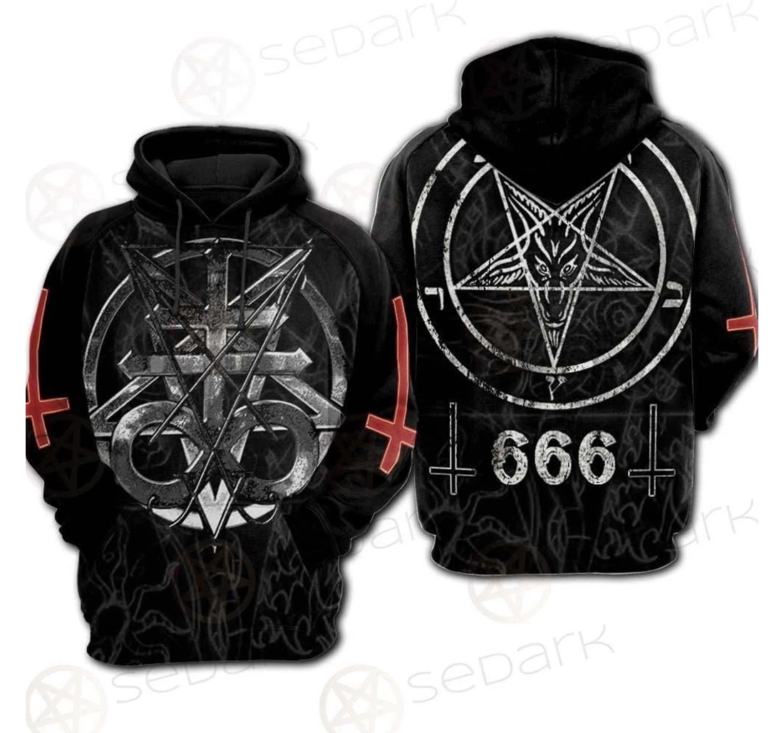 Satanic Sigil Of Baphomet V - 3D Printed Pullover Hoodie