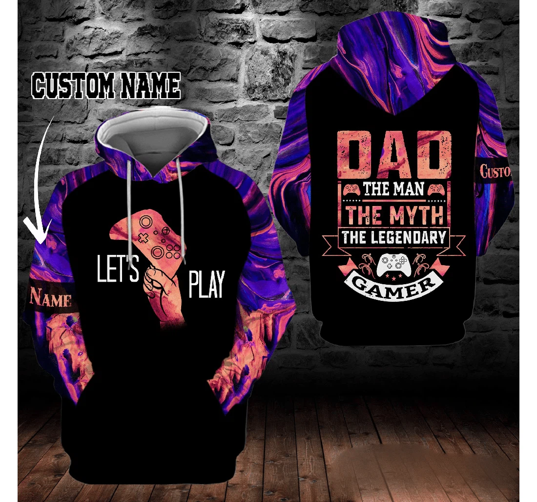 Gift Dad Let's Play Game Dad The Man The Myth Va - 3D Printed Pullover Hoodie