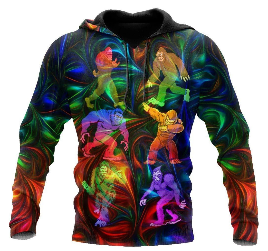 Colorful Bigfoot - 3D Printed Pullover Hoodie