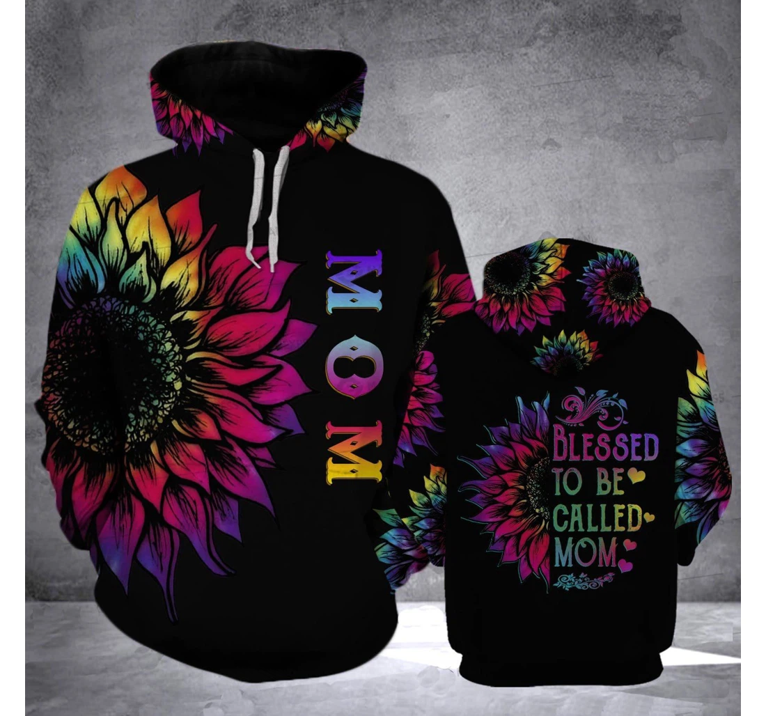 Gift Mother Mom Blessed To Be Called Mom Rainbow Color Sunflower - 3D Printed Pullover Hoodie