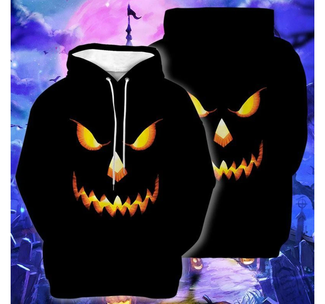 Jack O Lantern Scary Pumpkin Face Halloween - 3D Printed Pullover Hoodie