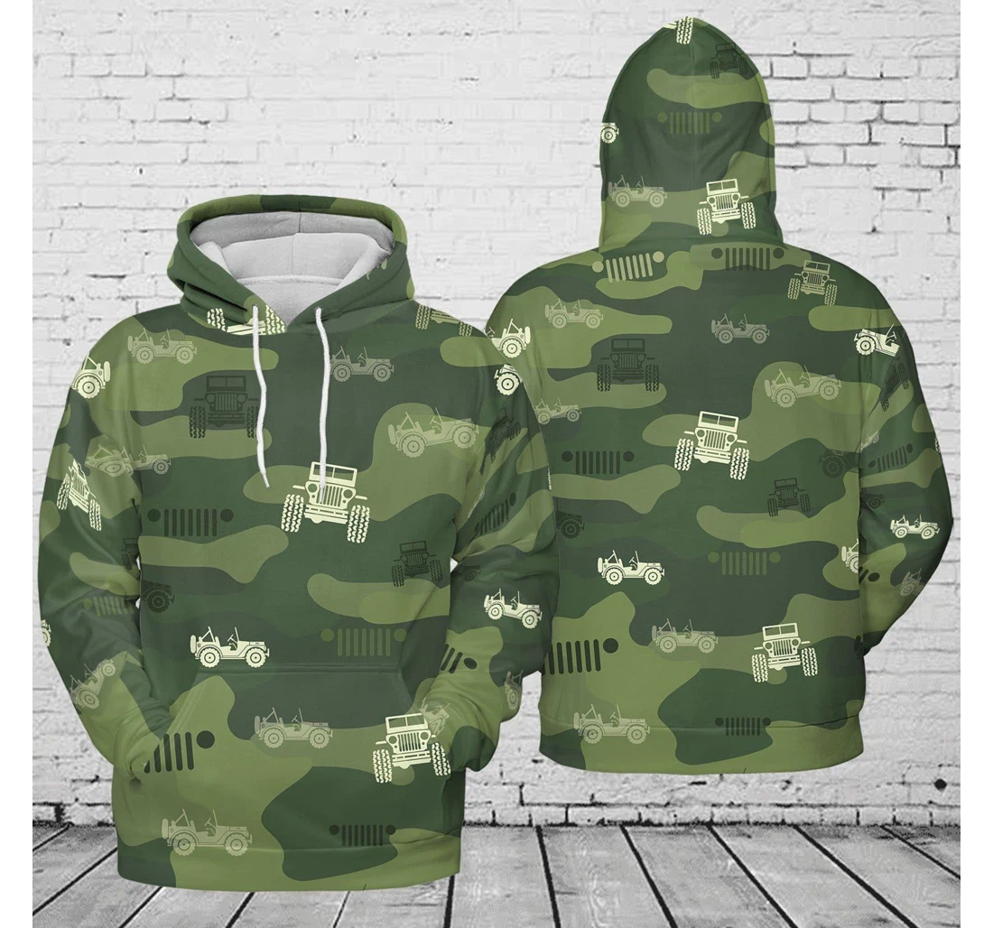 Camo Army Veteran Jeep Pattern L - 3D Printed Pullover Hoodie