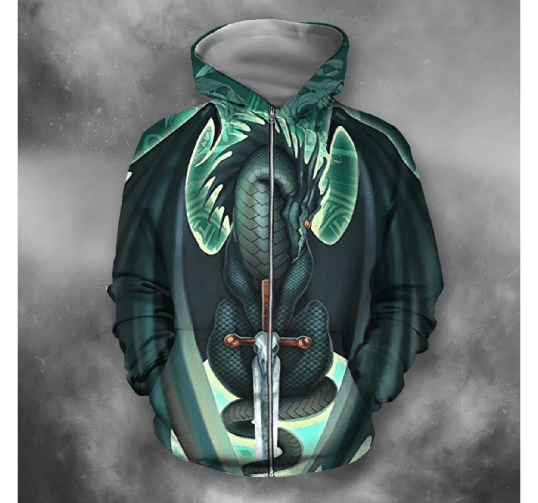 Personalized Dragon Green - 3D Printed Pullover Hoodie