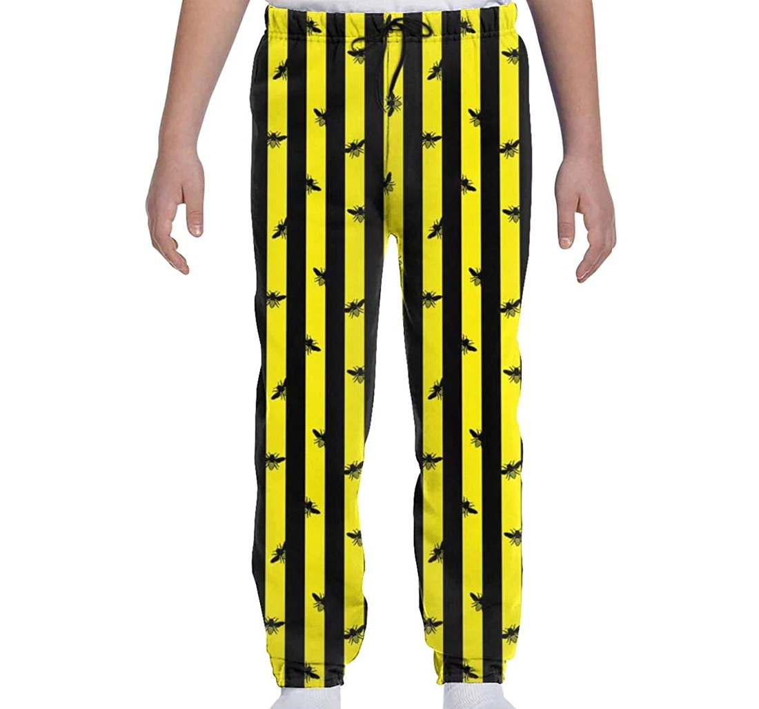 Personalized Bee Stripe Sweatpants, Joggers Pants With Drawstring For Men, Women