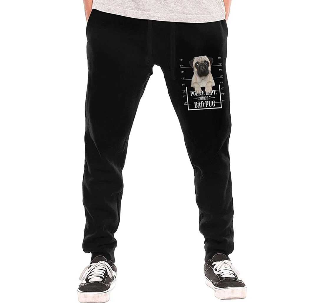 Personalized Funny Bad Pug Digital Graphric Cool Casual Sweatpants, Joggers Pants With Drawstring For Men, Women