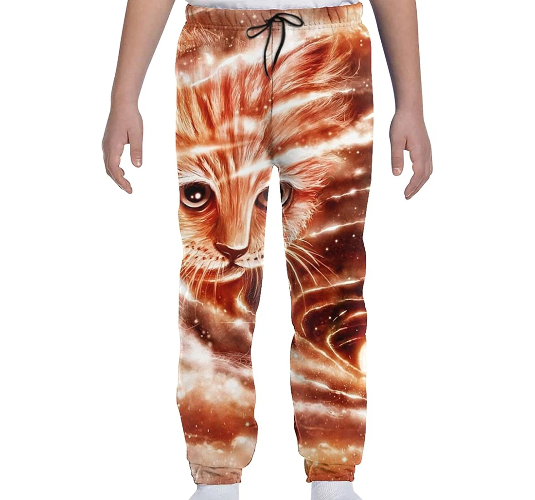 Personalized Casual The Space Visitor Cute Cat Teens Sweatpants, Joggers Pants With Drawstring For Men, Women