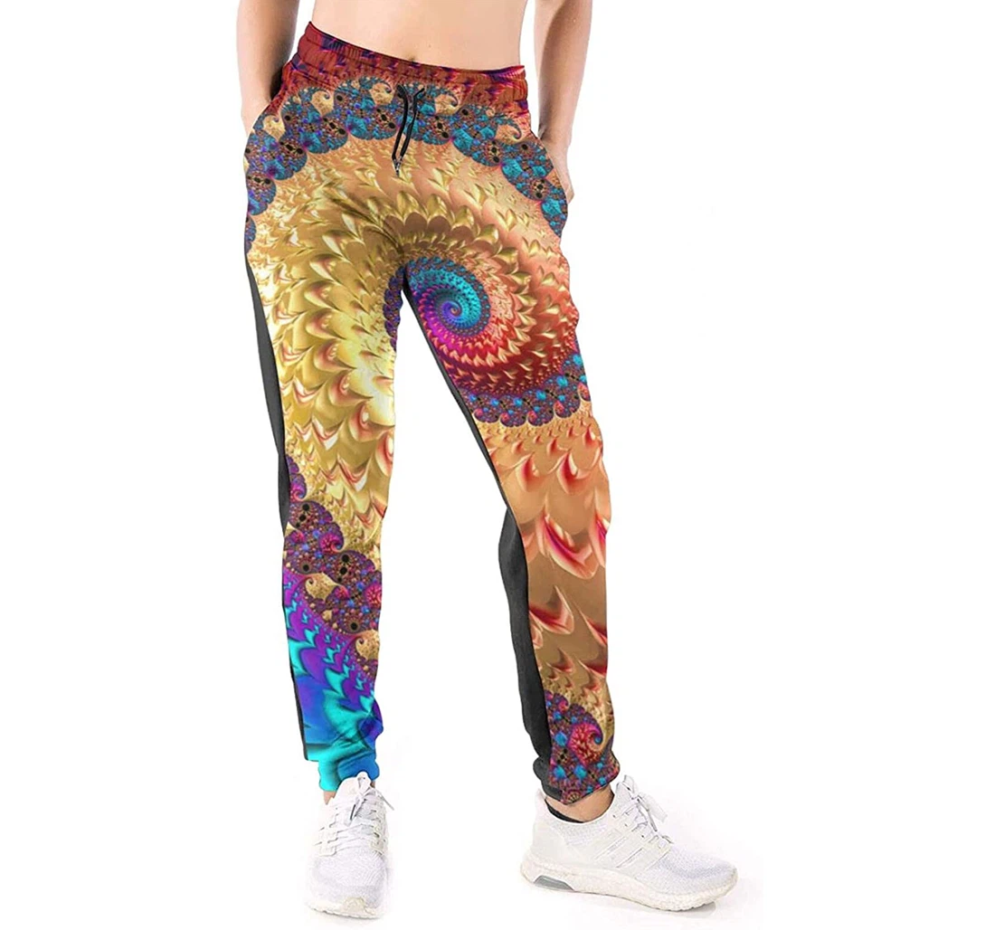 Personalized Psychedelic Spiral Symbol Spiritual Growth Sweatpants, Joggers Pants With Drawstring For Men, Women