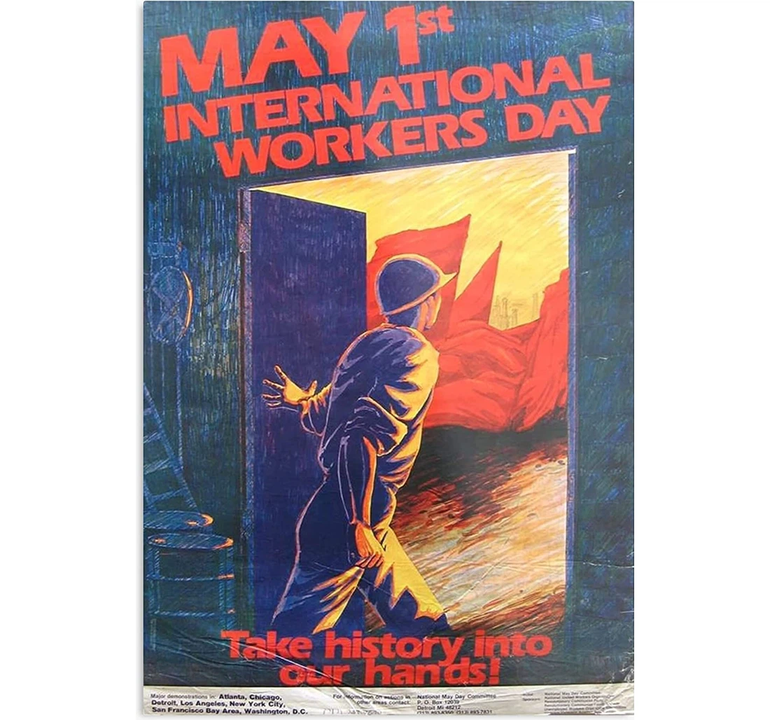 Poster, Canvas - Take History Into Our Hands Mayday United States 1980s Labor Day Labor Day Print, Decoration, International Day Print Framed Wall Art