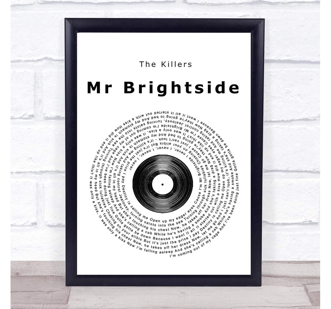 Poster, Canvas - Mr Brightside Vinyl Record Song Lyric Music And Present Print Framed Wall Art
