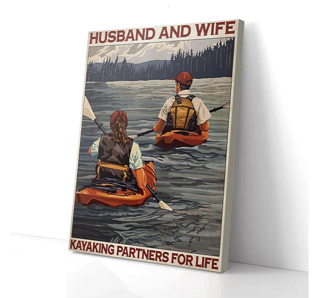 Poster, Canvas - Husband And Wife Kayaking Partners Life Gifts Print Framed Wall Art