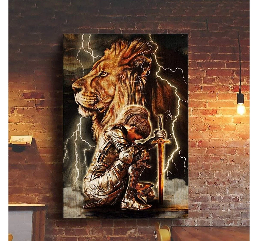 Poster, Canvas - Jesus Christian Lion Child Of God Vertical 3d Printed, Custom Watercolor Custom Watercolor Backgro Print Framed Wall Art