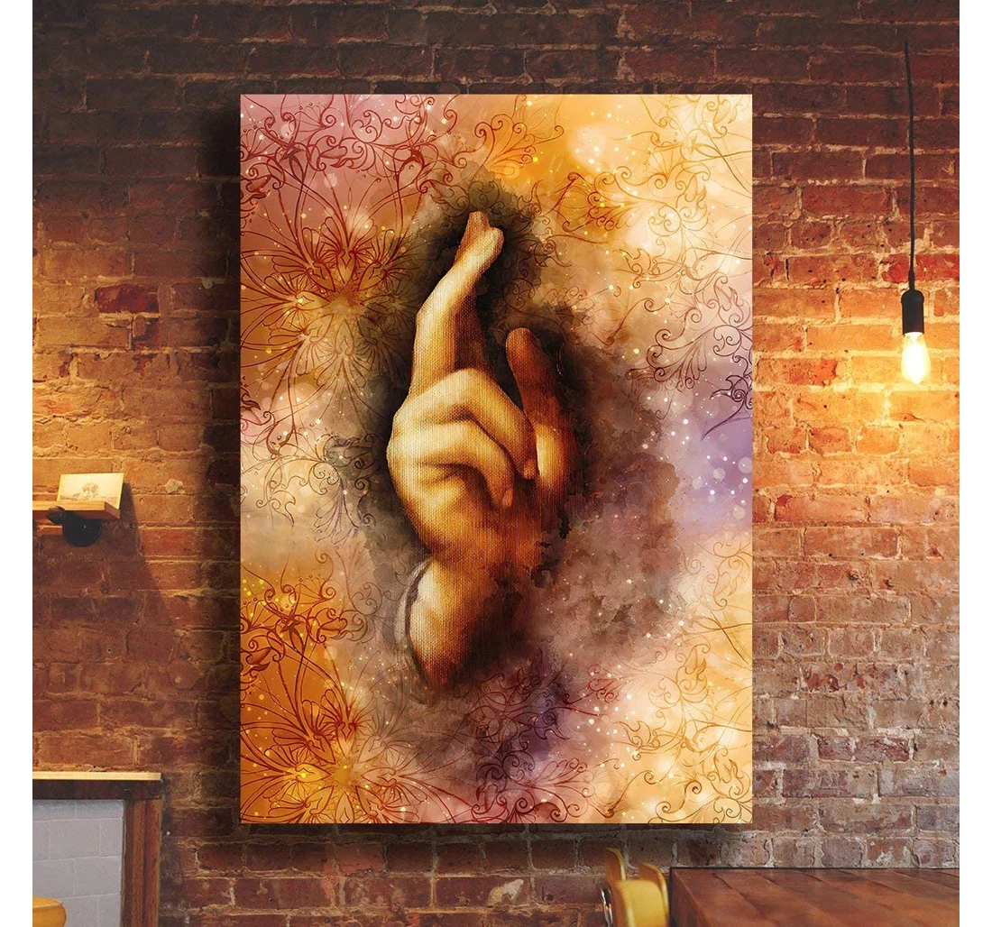 Poster, Canvas - Hand Of Jesus 3d All Over Vertical, Custom Watercolor Custom Watercolor Persona Print Framed Wall Art