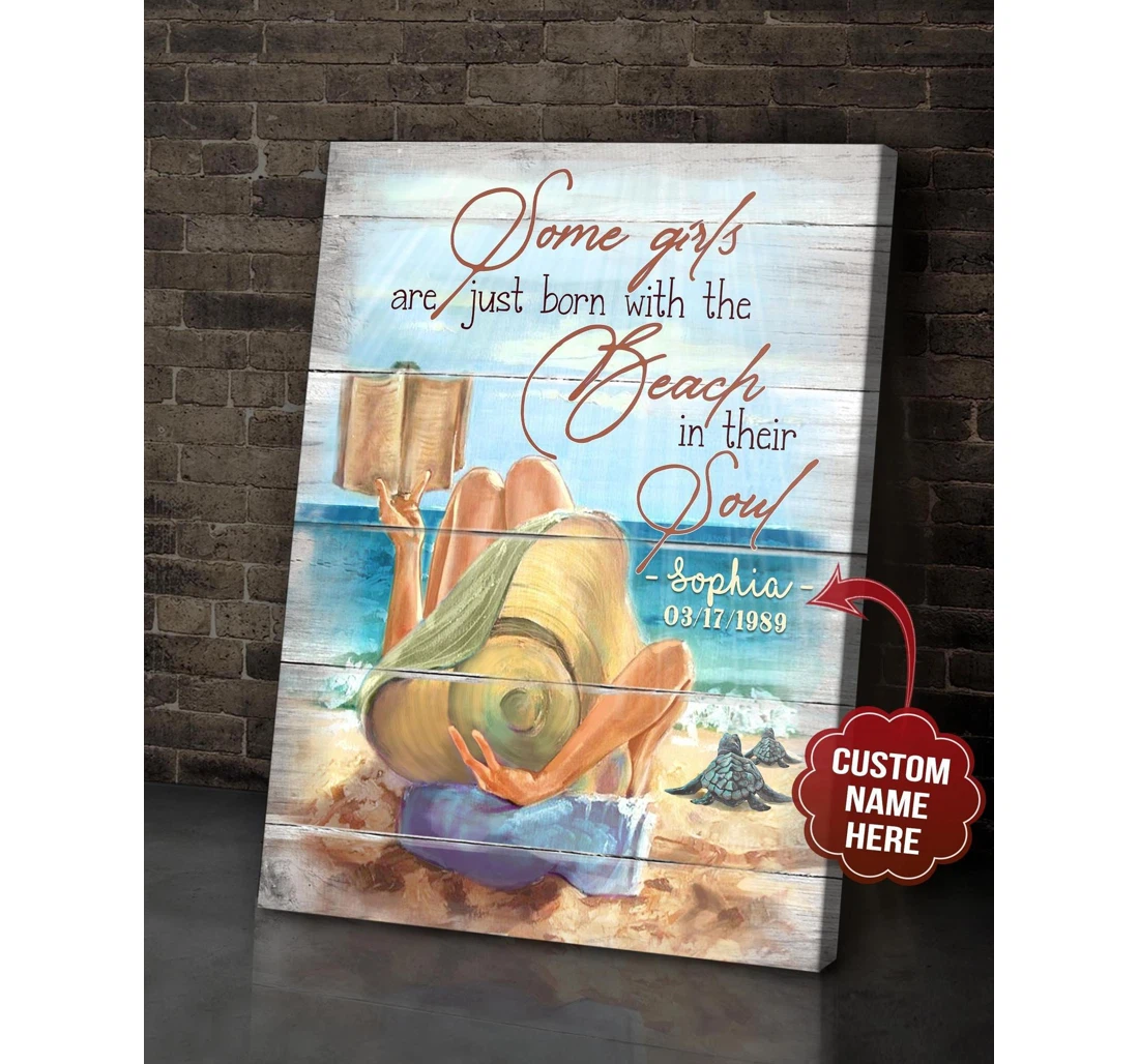 Poster, Canvas - Some Girls Are Just Born With The Beach Print Framed Wall Art