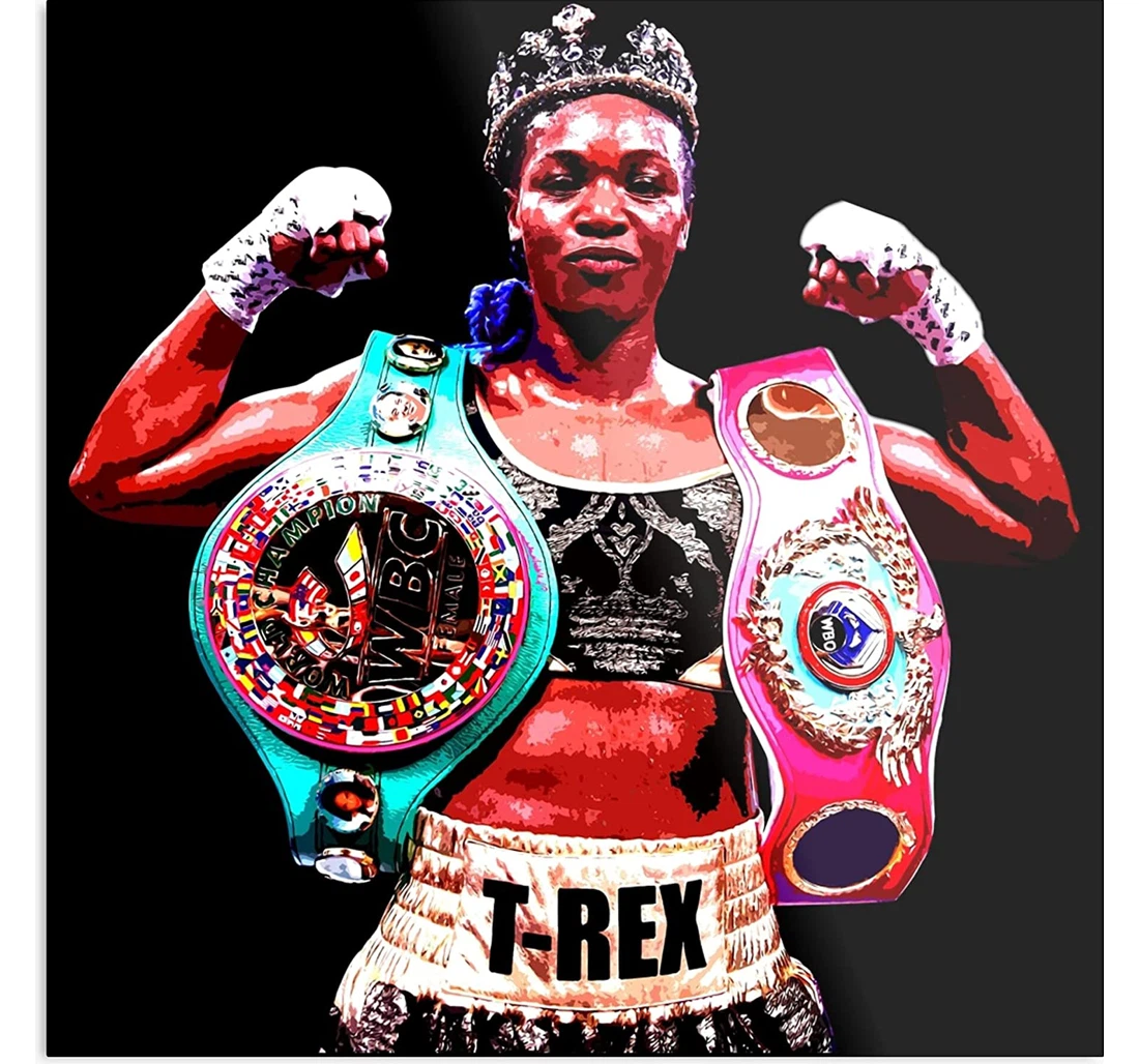 Poster, Canvas - Maria Gold Womens Shield Female Olympic Medal Claressa Boxrec Fine And Trendy Print Framed Wall Art