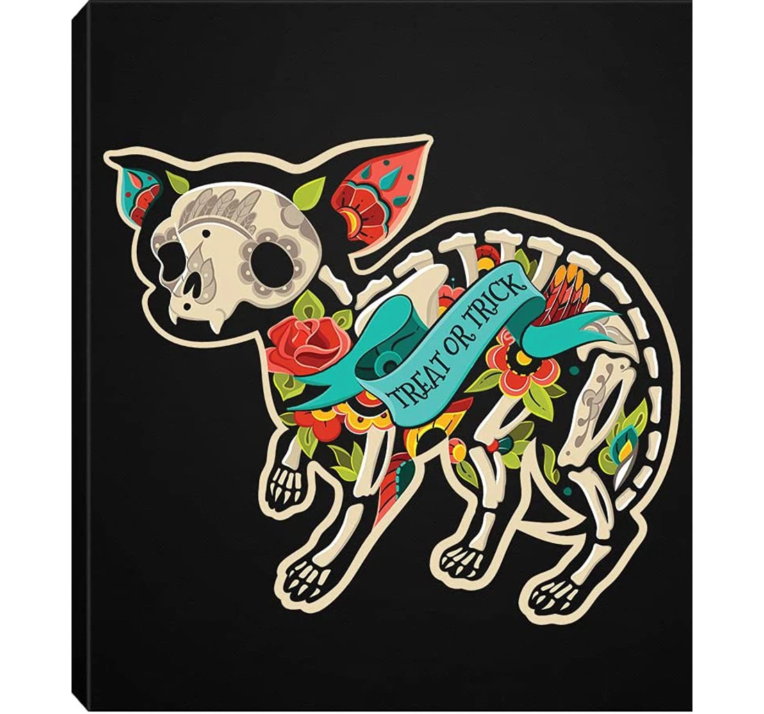 Poster, Canvas - Chihuahua Treat Or Trick Deluxe Quotes Print Framed Wall Art