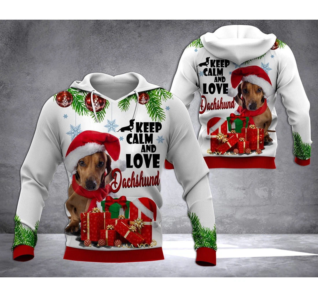 Dachshund Christmas Oubev - 3D Printed Pullover Hoodie