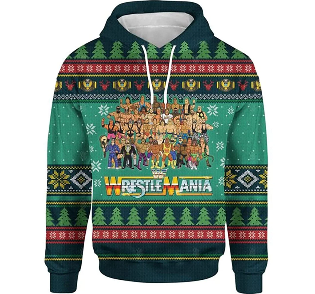 Wrestlemania Wrestlemania Christmas Woven Pattern - 3D Printed Pullover Hoodie