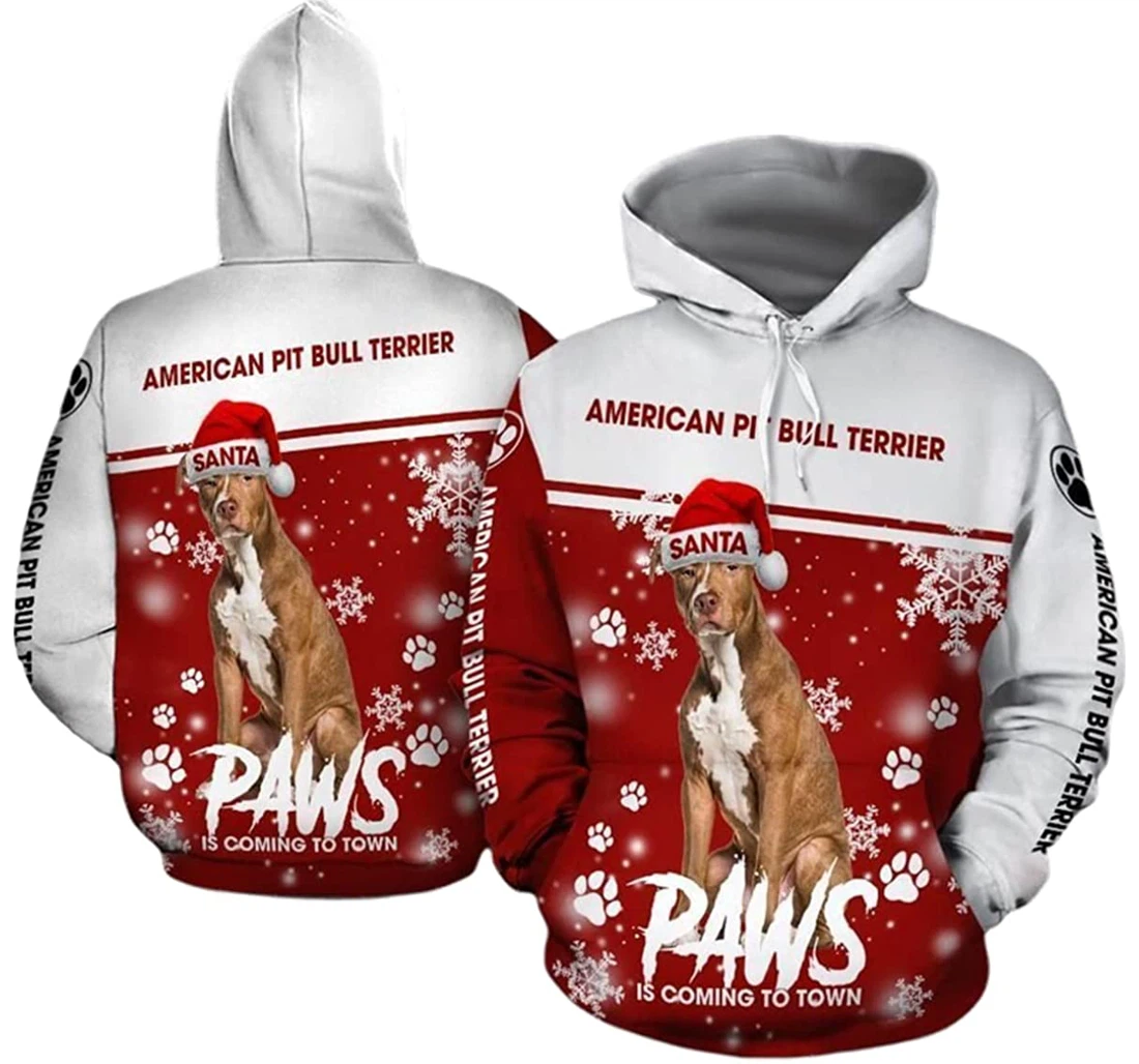 Christmas American Pit Bull Terrier Paws Is Going To Town - 3D Printed Pullover Hoodie