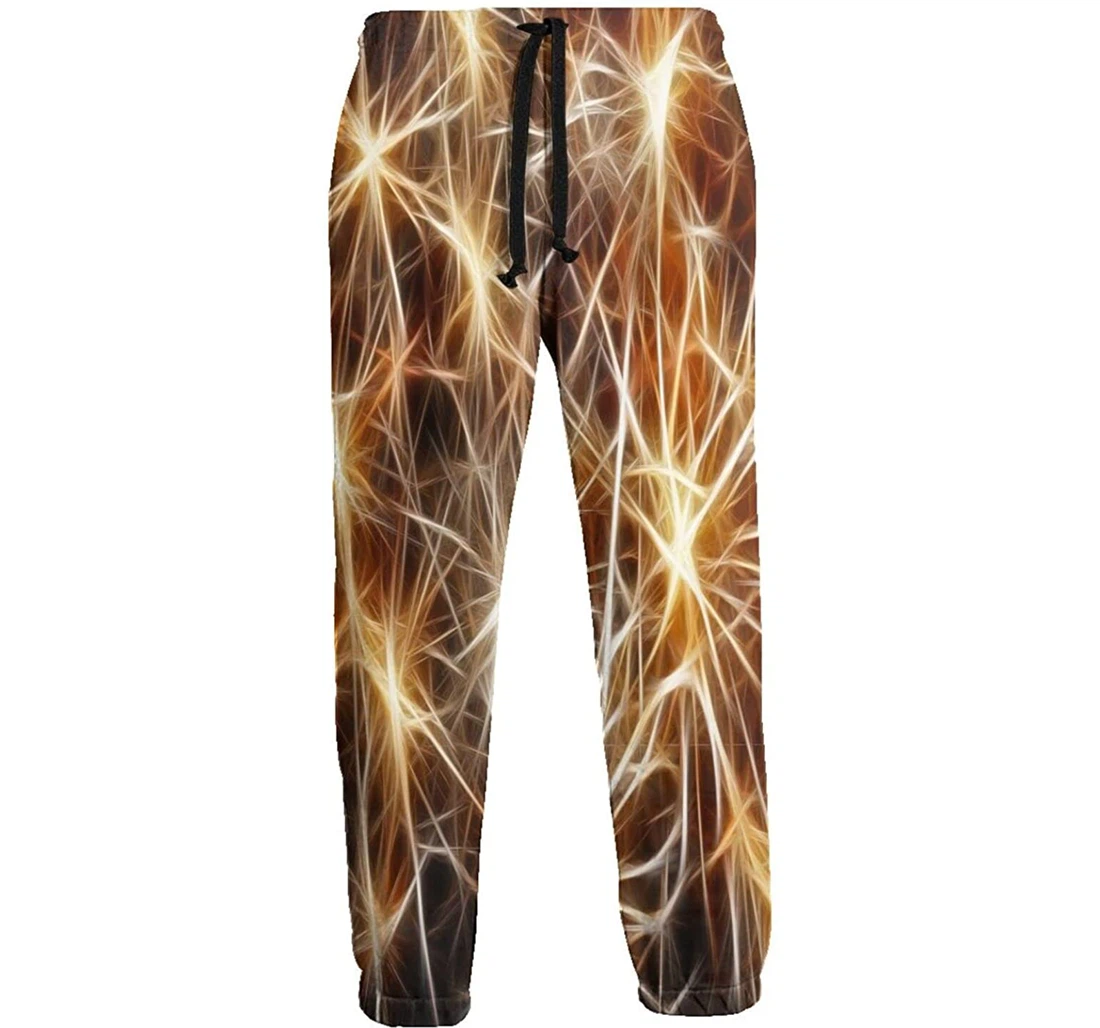 Personalized Stars Golden Christmas Digital Casual Graphic Sweatpants, Joggers Pants With Drawstring For Men, Women