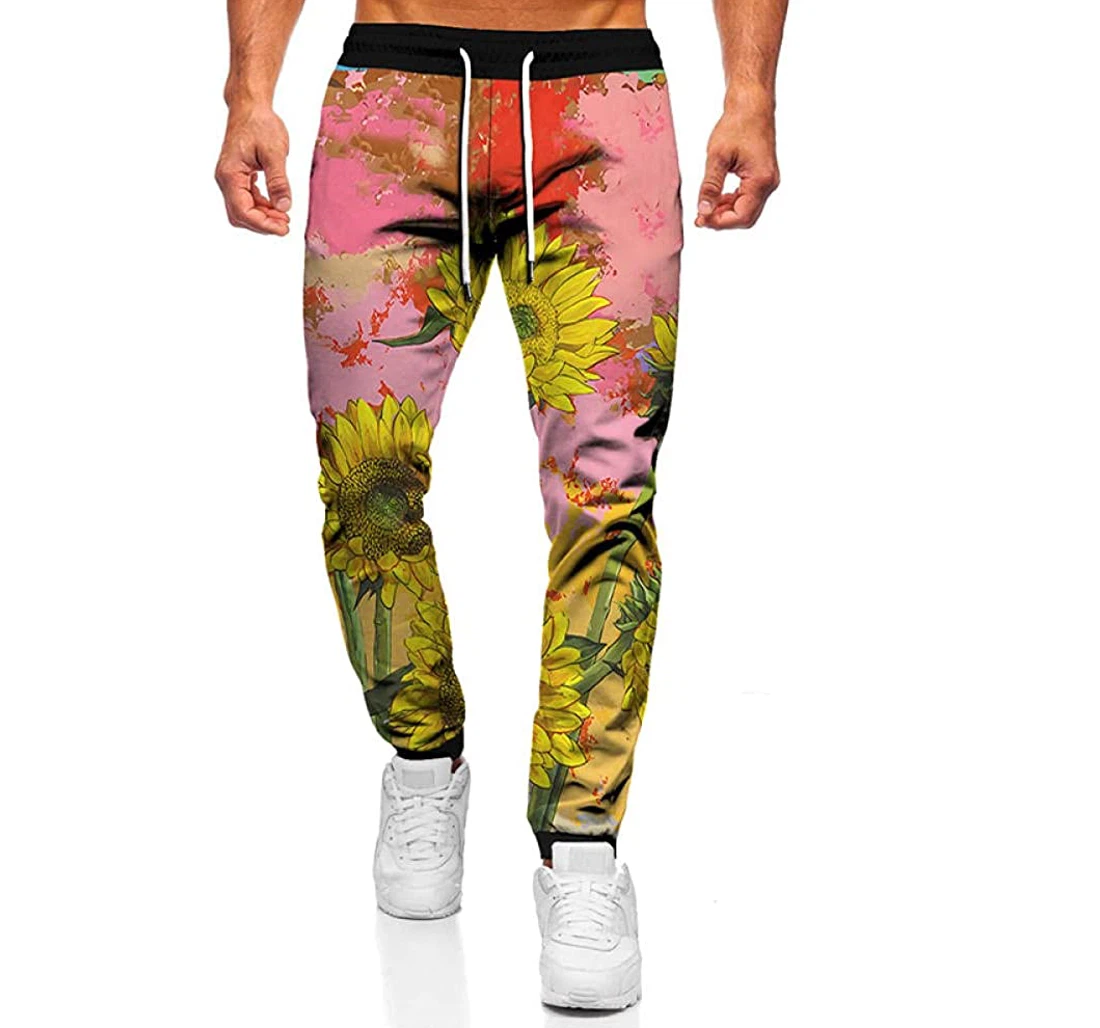 Personalized Fashion Plant Flowers Streetwear Long Casual Sweatpants, Joggers Pants With Drawstring For Men, Women