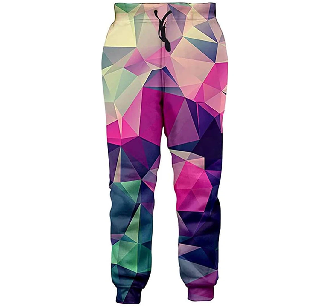 Personalized Graphic Colorful Diamond Cool Casual Sweatpants, Joggers Pants With Drawstring For Men, Women