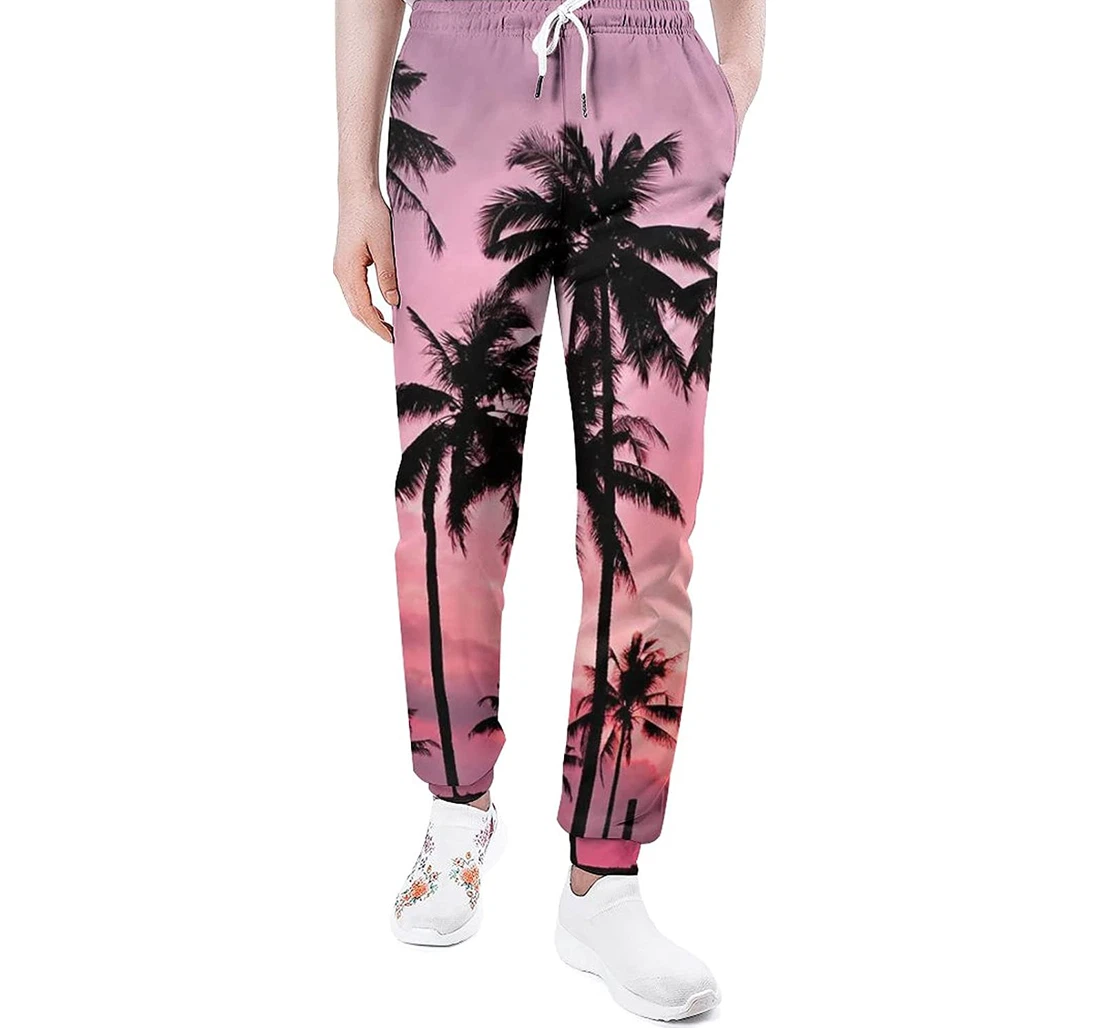 Personalized Pants,coconut Tree Beach Sweatpants, Joggers Pants With Drawstring For Men, Women