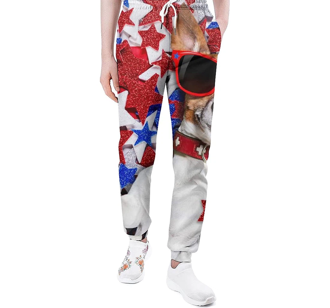 Personalized Pants,american Usa Flag Animal Dog Sweatpants, Joggers Pants With Drawstring For Men, Women
