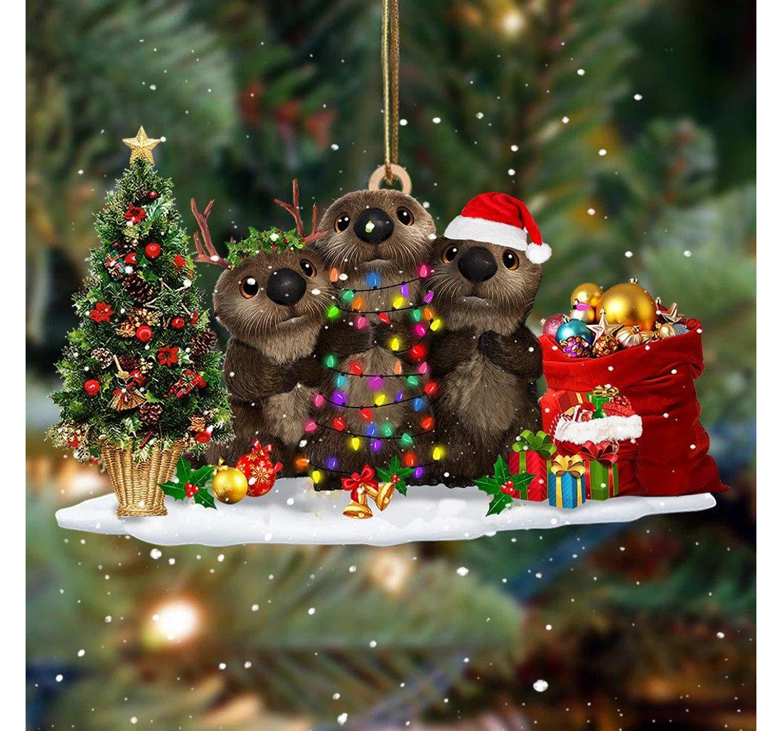 Otter Christmas Ornament Otter Lovers Ornament Cute Christmas Decorations MDF Ornament
