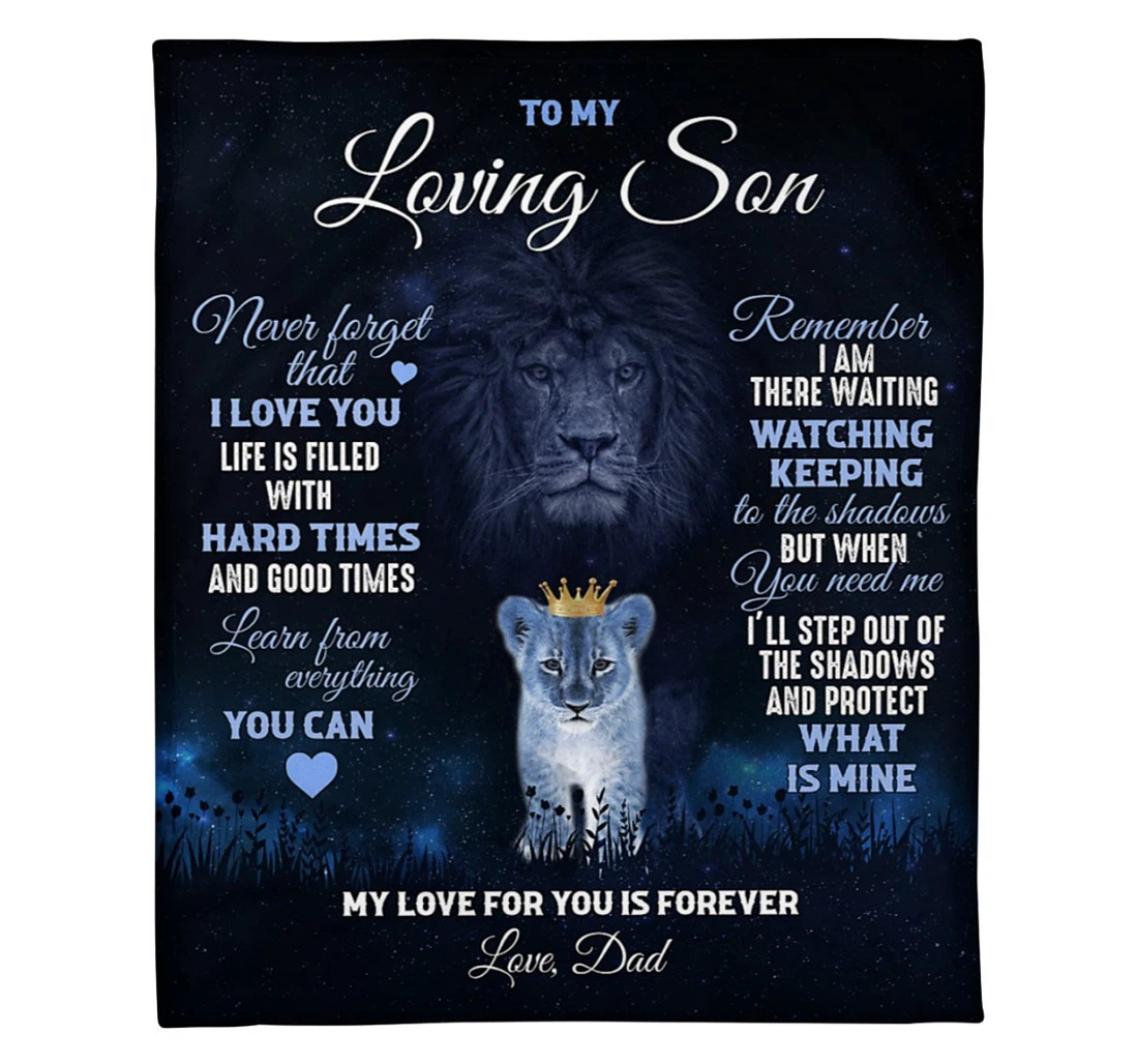 Throw Blanket, Quilt - To My Son From Dad Love Lion Premium Sherpa Fleece