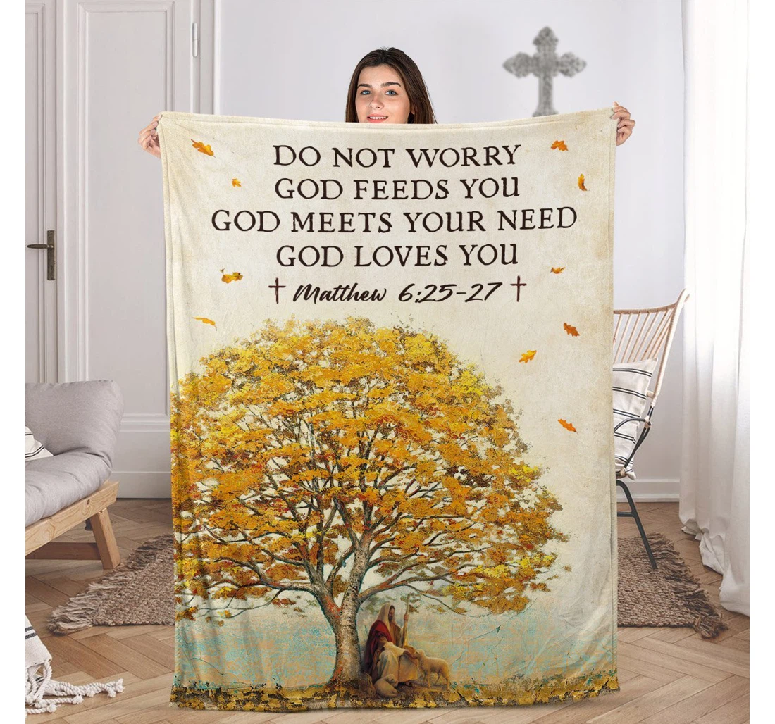 Throw Blanket, Quilt - Jesus God Is Always With You Sherpa Fleece
