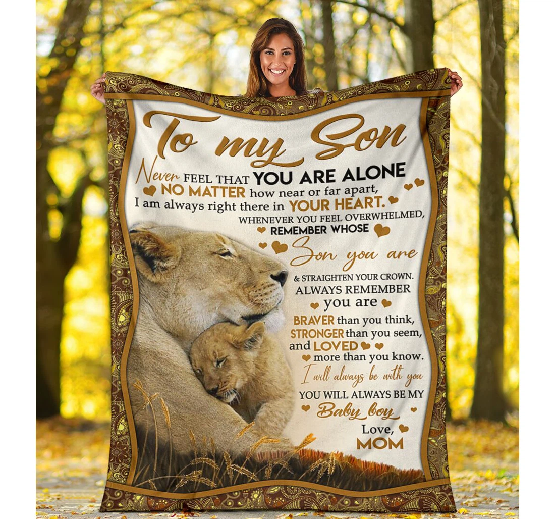 Throw Blanket, Quilt - Custom Lion To My Son-best Gift Son-sherpa Ta Sherpa Fleece
