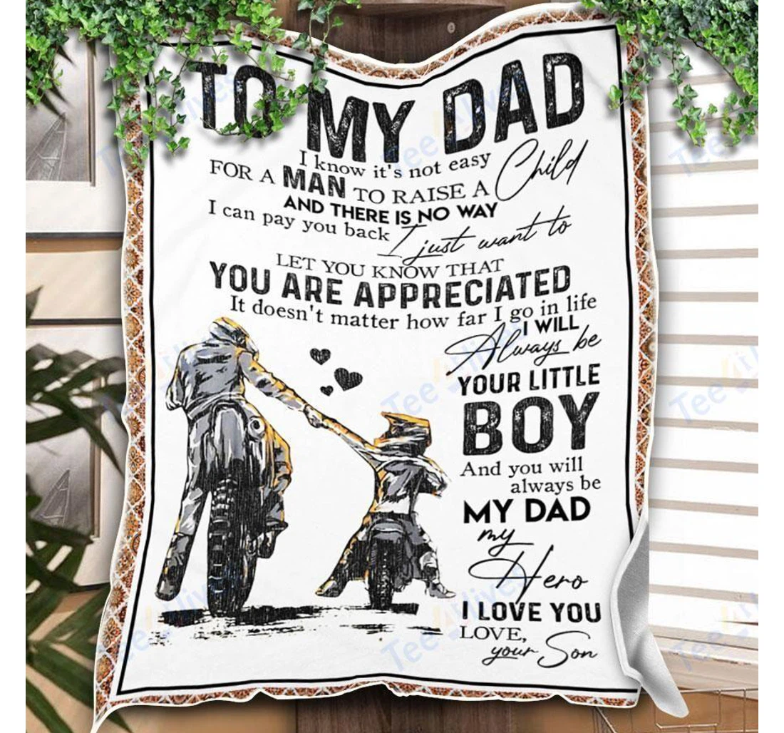 Throw Blanket, Quilt - Custom Motobike To My Dad -best Gift Dad Father -sherpa Ta Sherpa Fleece