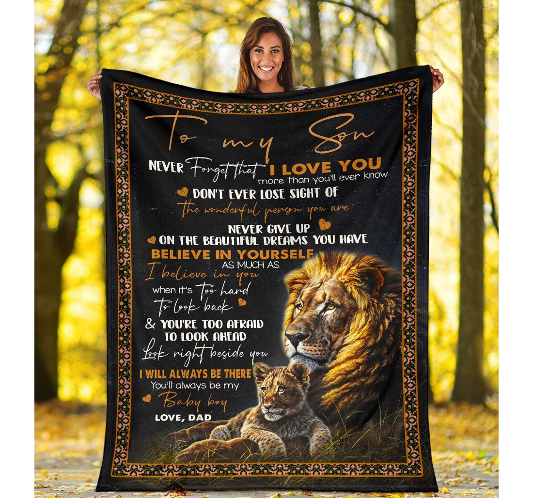 Throw Blanket, Quilt - Custom Lion To My Son-best Gift Son-sherpa Ta Sherpa Fleece