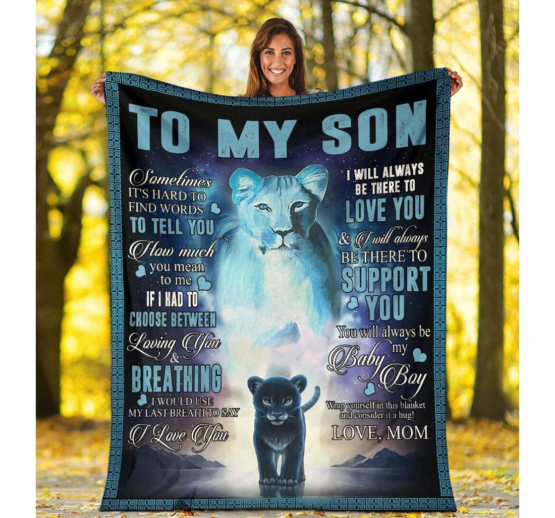 Throw Blanket, Quilt - Custom Lion To My Son-best Gift Son-sherpa Ta Sherpa Fleece
