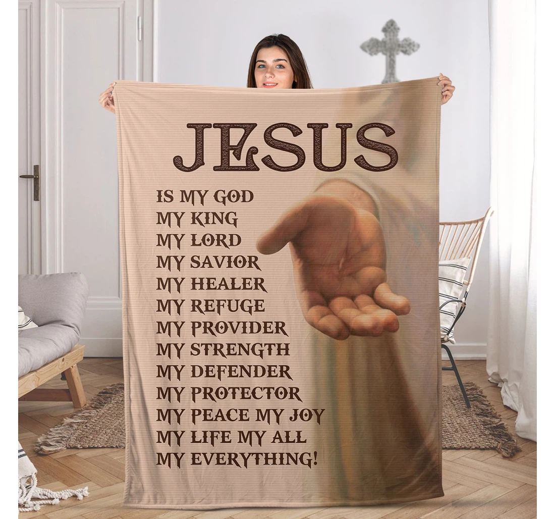 Throw Blanket, Quilt - Jesus Is My Life Christian Sherpa Fleece