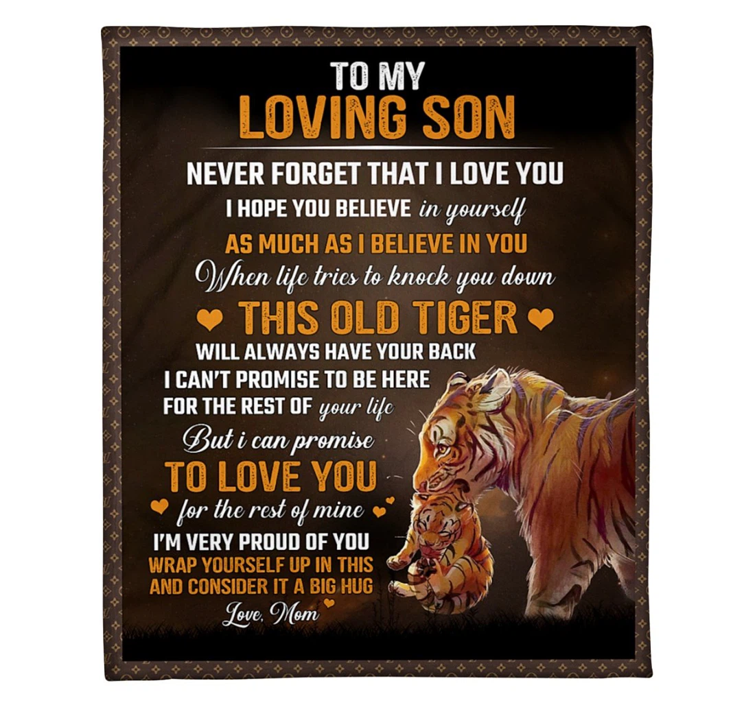 Throw Blanket, Quilt - To My Son From Mom Love Tiger Premium Sherpa Fleece