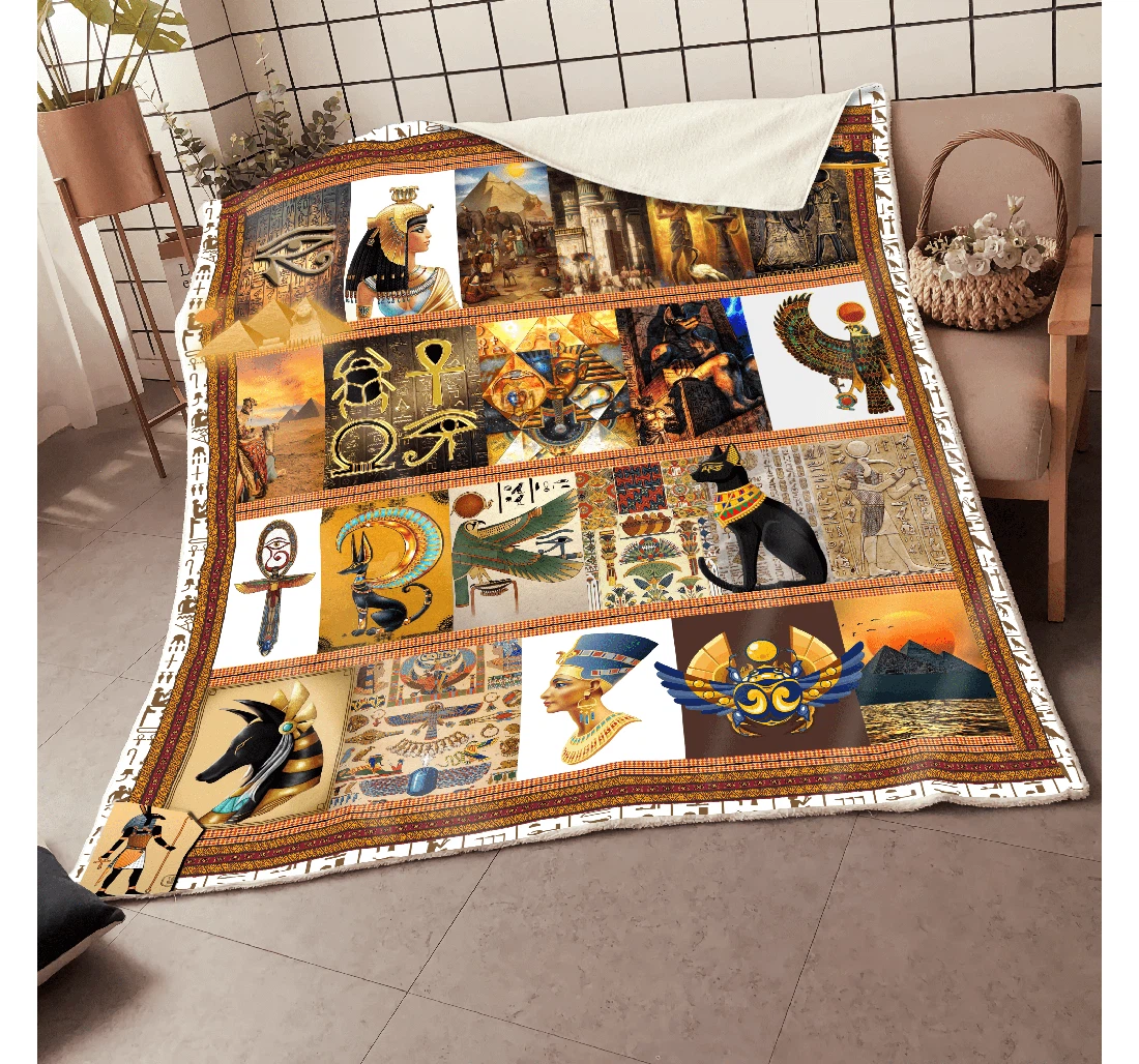 Throw Blanket, Quilt - Ancient Egypt 3d All Over Sherpa Fleece