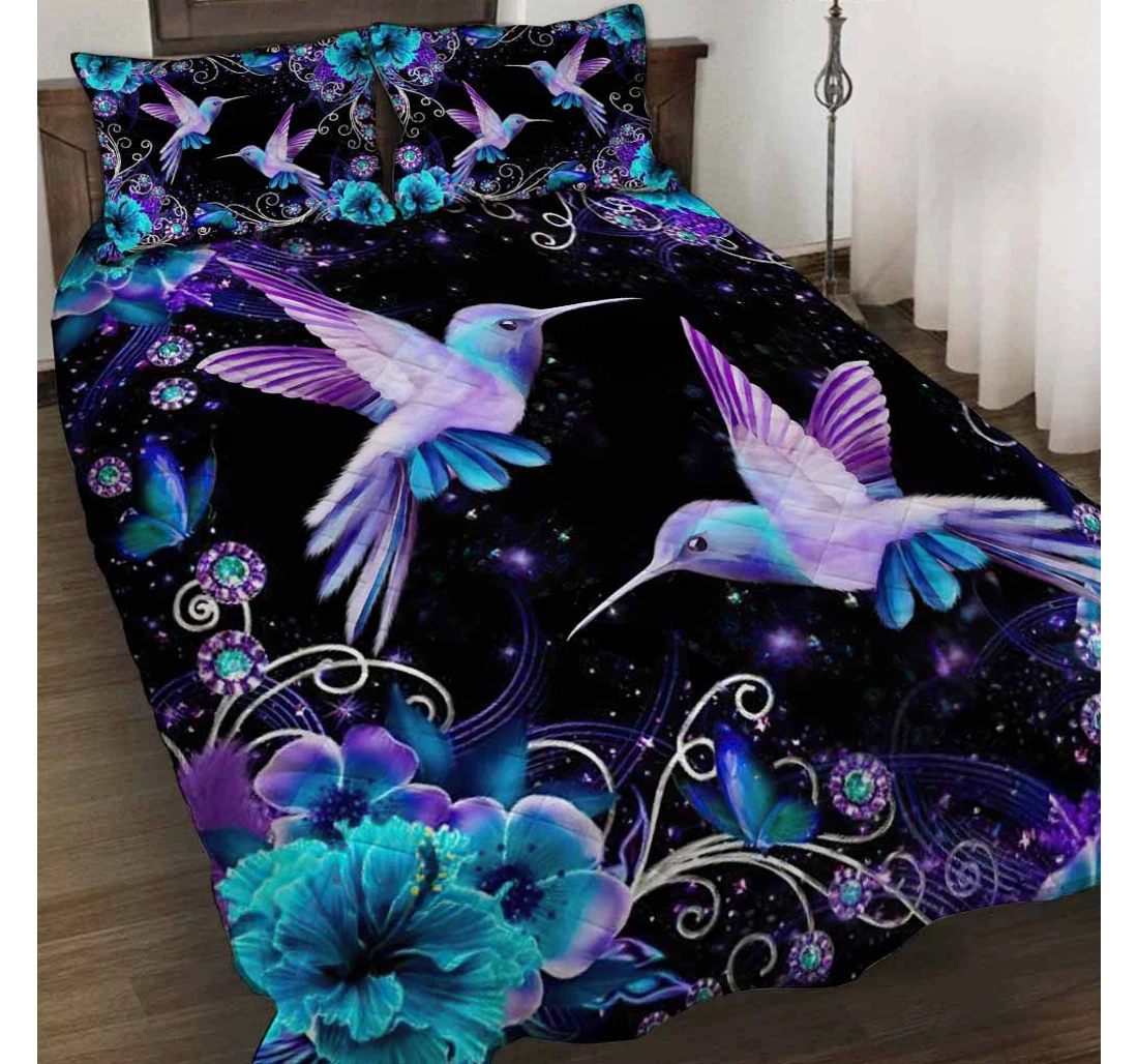 Throw Blanket, Quilt - Hummingbird Set Sherpa Fleece