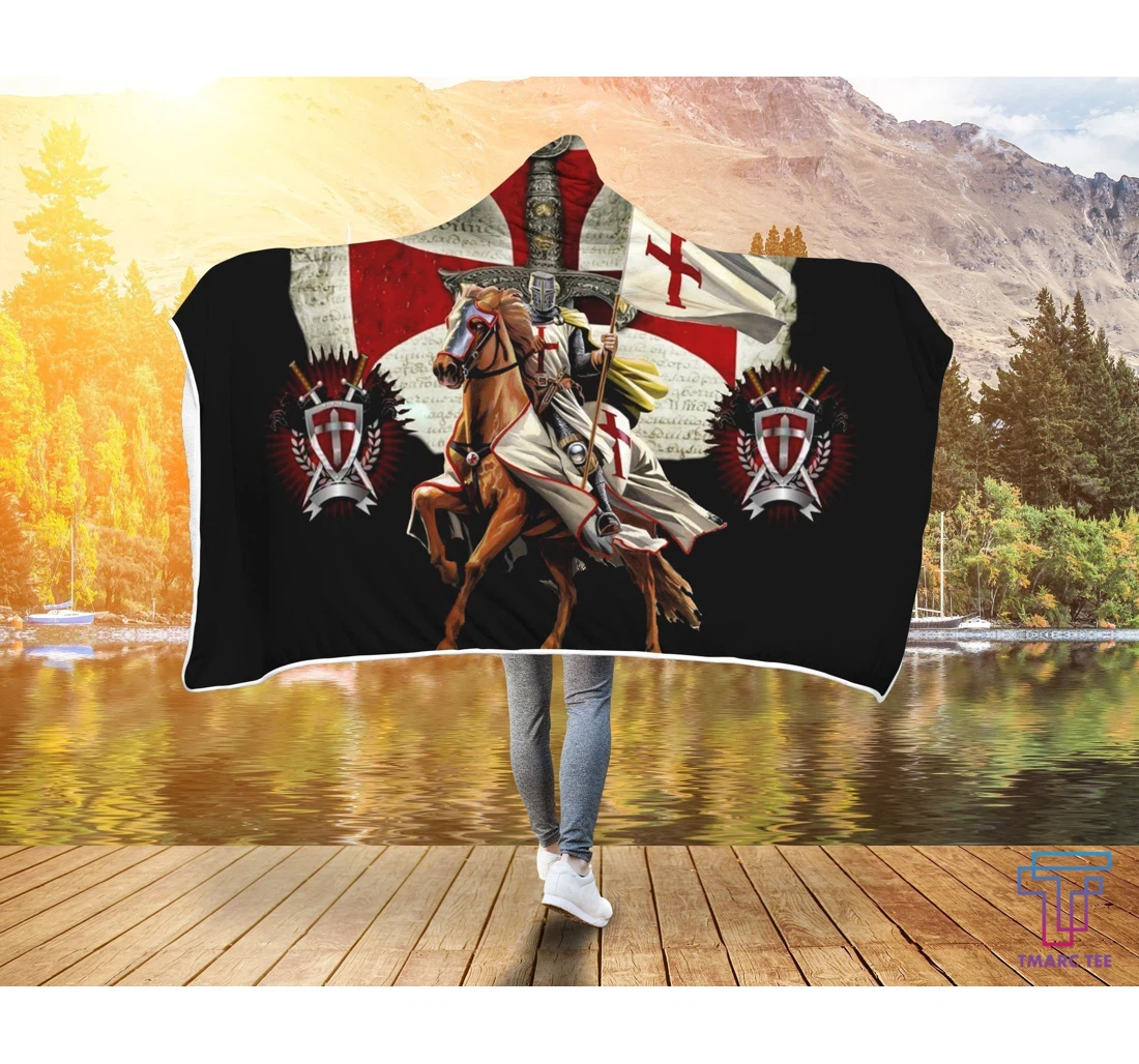 Throw Blanket, Quilt - Tmarc Tee Hooded Knights Templar Sherpa Fleece