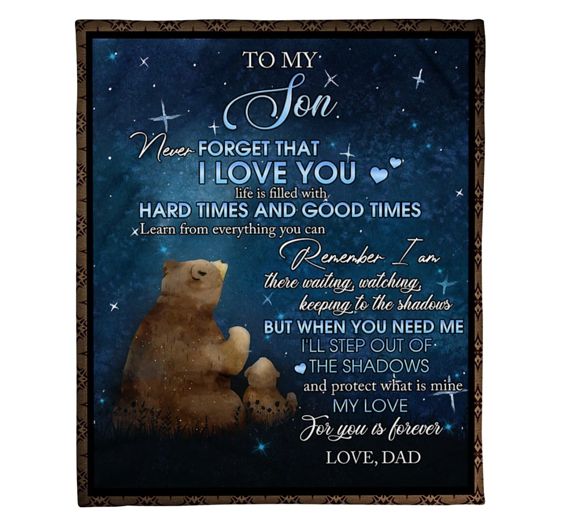Throw Blanket, Quilt - To My Son From Dad Love Bear Premium Sherpa Fleece