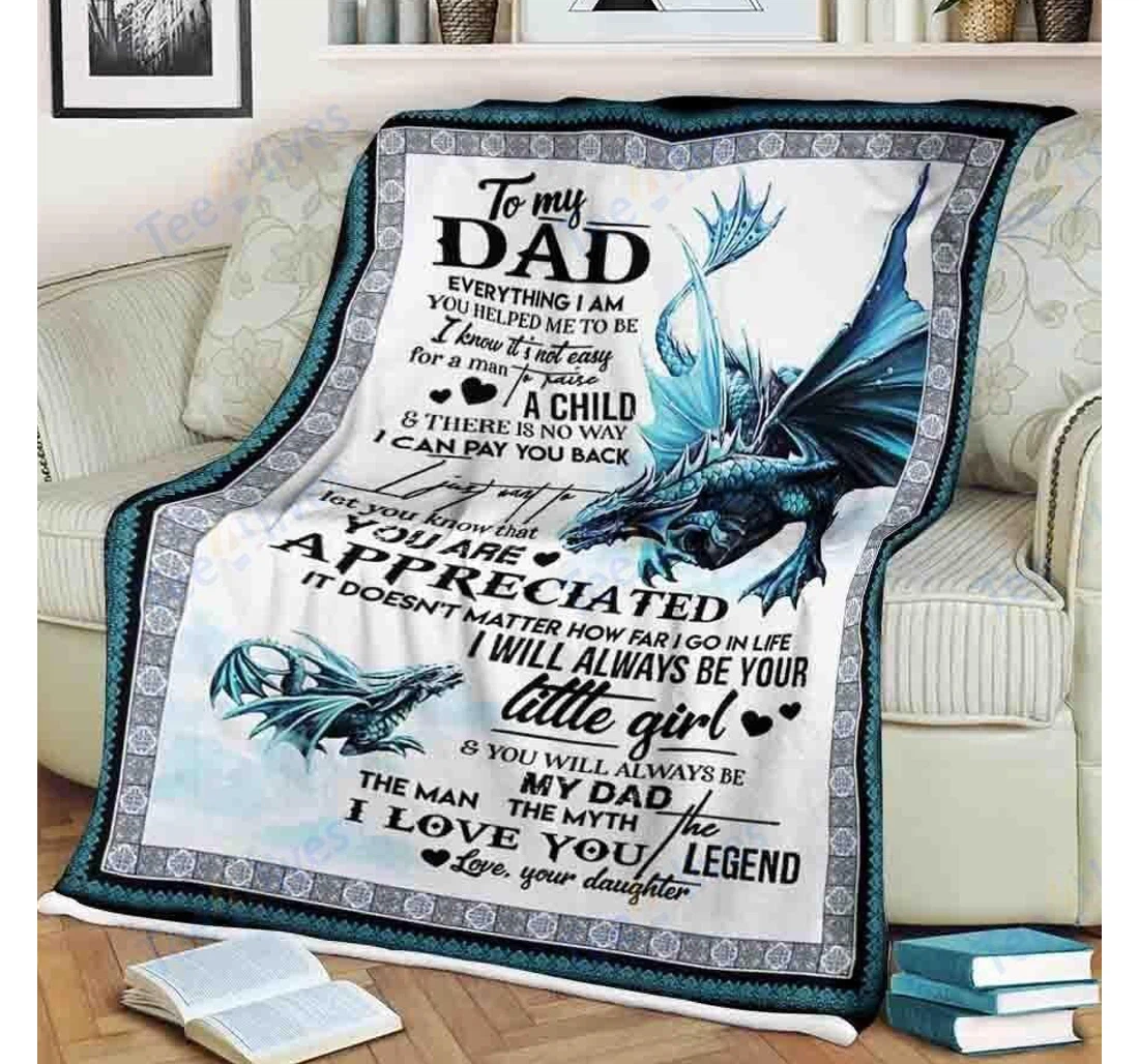 Throw Blanket, Quilt - Custom Dragon To My Dad -best Gift Dad Father -sherpa Ta Sherpa Fleece
