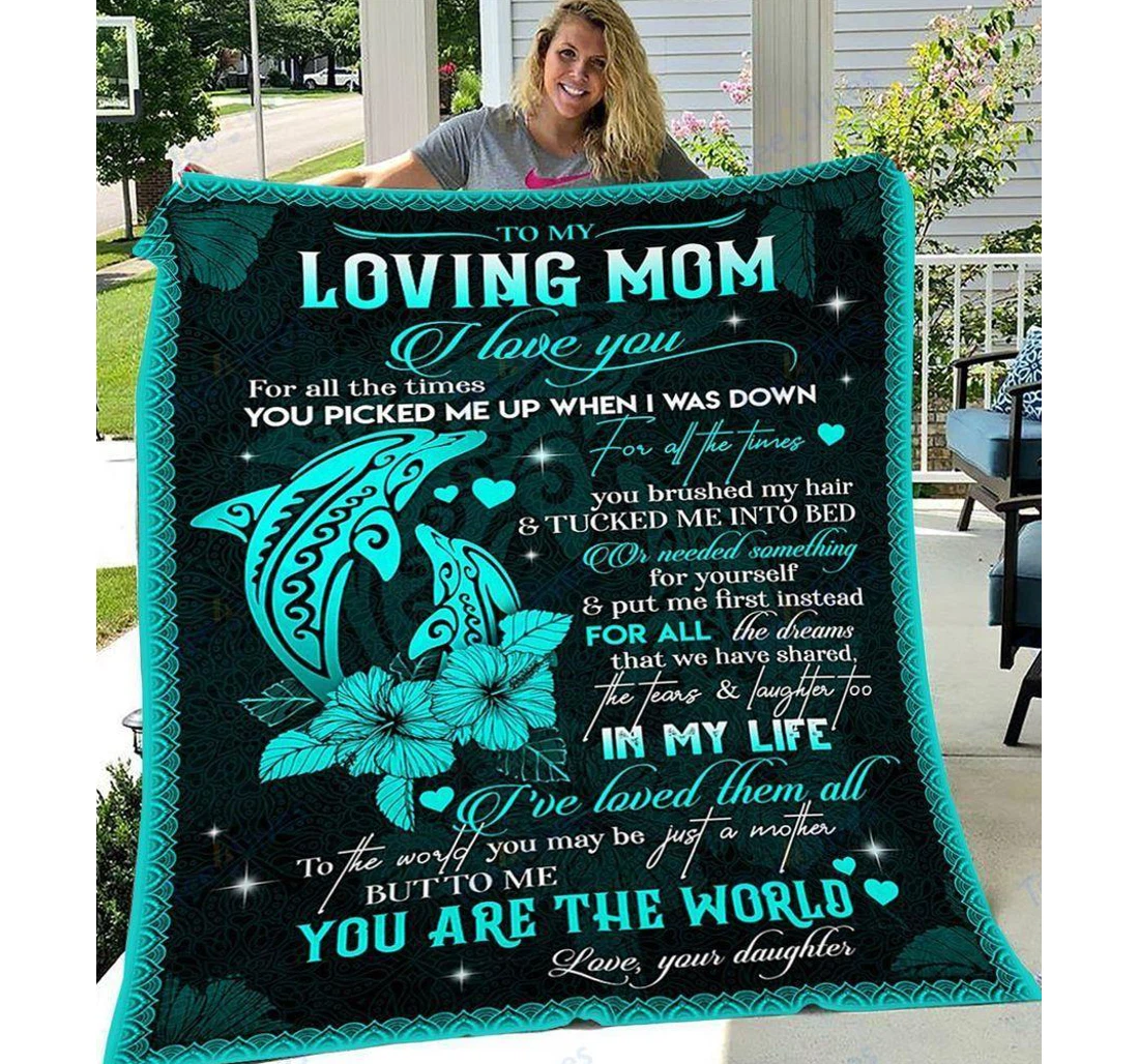 Throw Blanket, Quilt - Custom Dolphin To My Mom From Daughter -best Gift Mom Mother -sherpa Ta Sherpa Fleece
