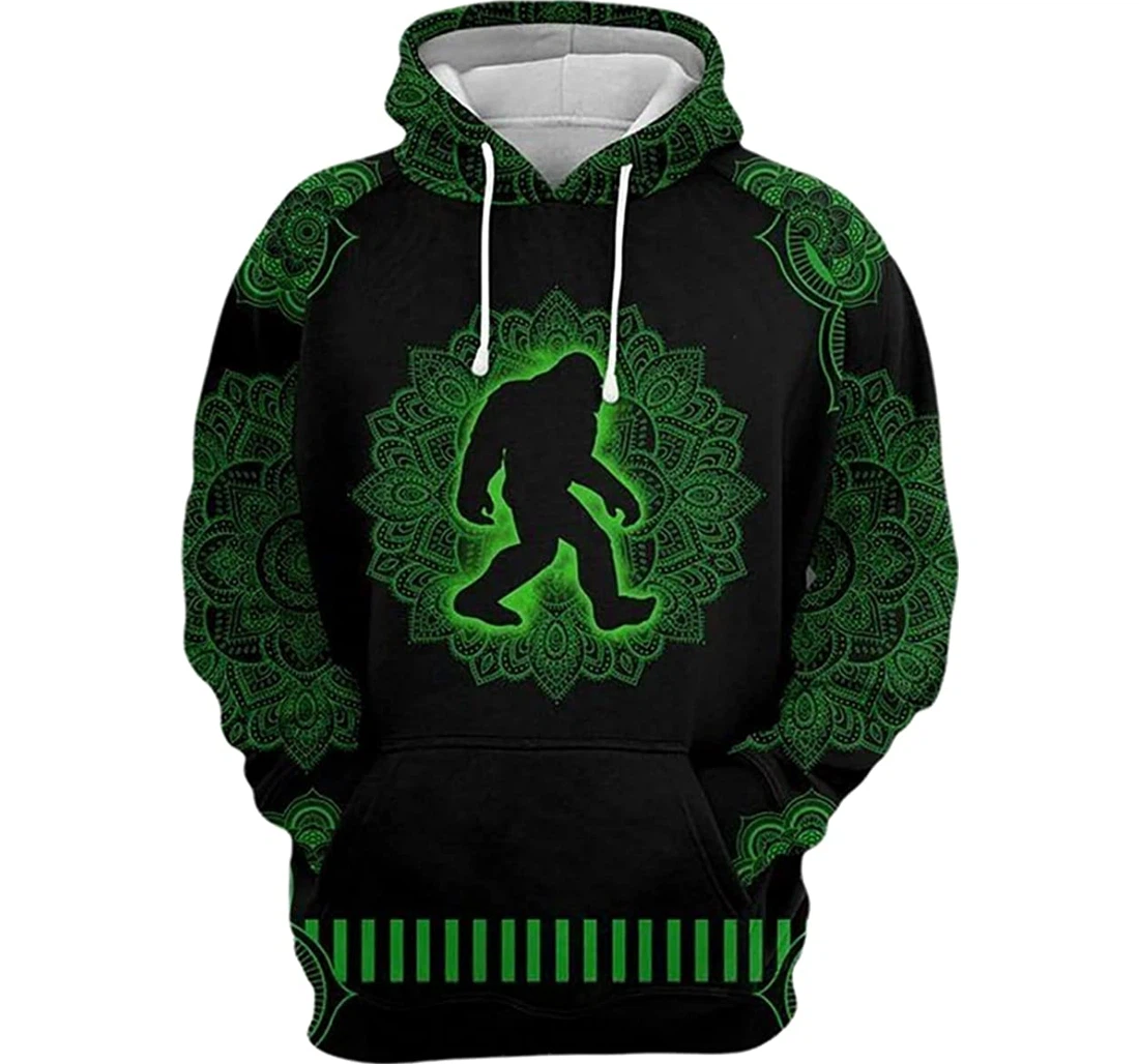 Personalized Bigfoot Green Mandala - 3D Printed Pullover Hoodie