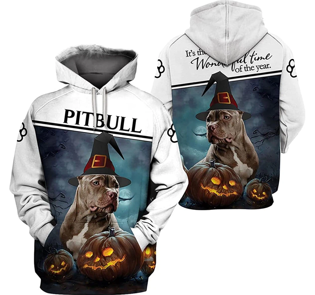 Halloween Pitbull It's The Most Wonderful Time Of The Year - 3D Printed Pullover Hoodie