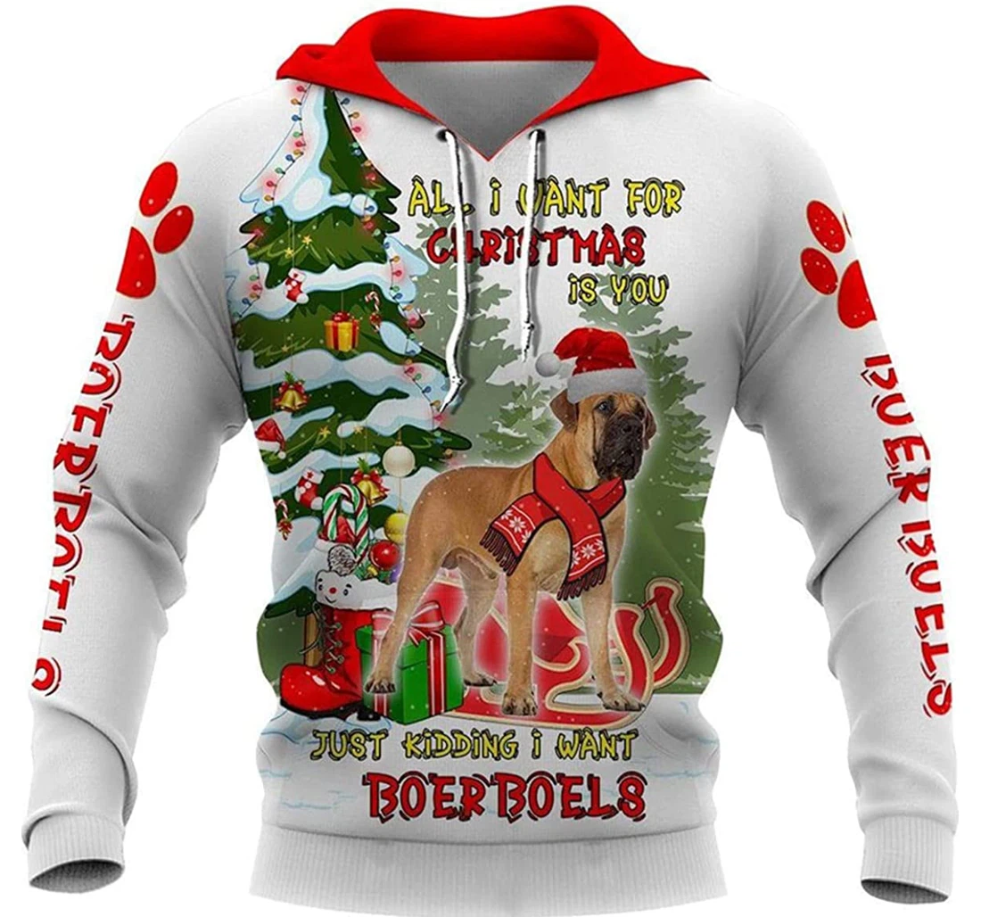 All I Want Christmas Is Boerboel - 3D Printed Pullover Hoodie