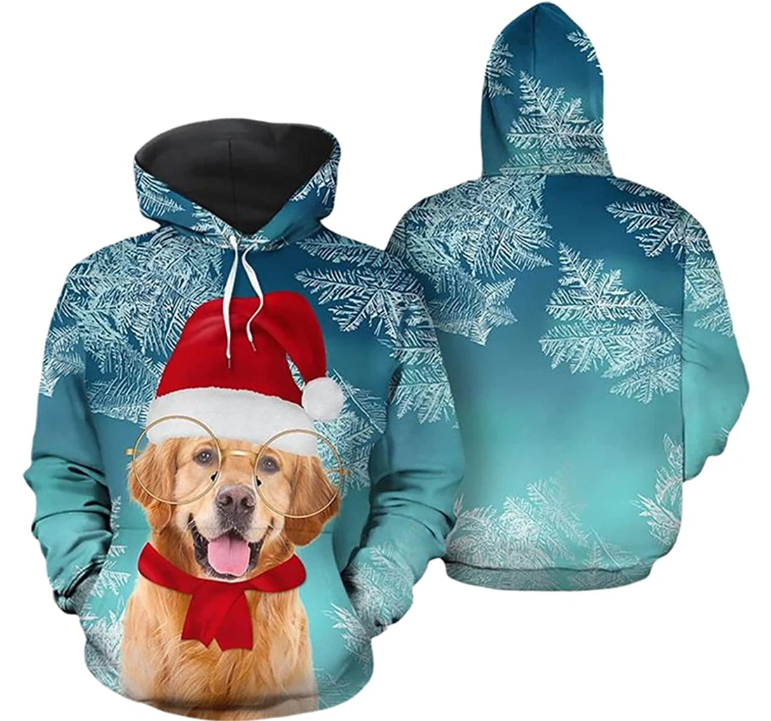 Christmas Golden Retriever - 3D Printed Pullover Hoodie